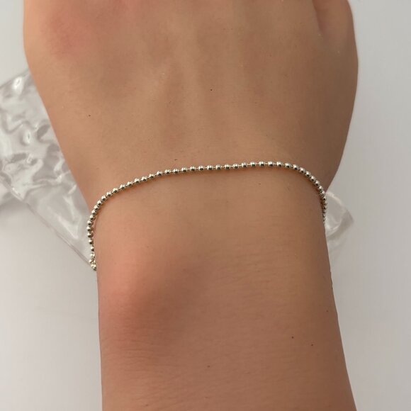 925 Italian Silver Tiny Ball Tennis Bracelet - Picture 4 of 5